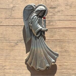 Silver and Red Angel Brooch